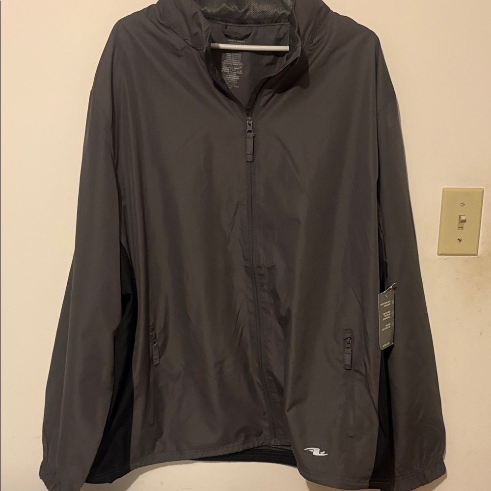 Men’s Gray Windbreaker, repelling hooded Jacket.
